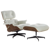 Iconic Design Charles Eames Lounge Chair & Ottoman – Walnut Wood White - Interior Furnishes